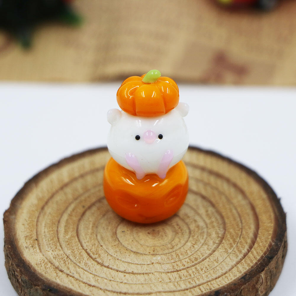 Factory Wholesale Handmade Custom Halloween Blow Glass Pumpkin Decor Ghost Festival factory