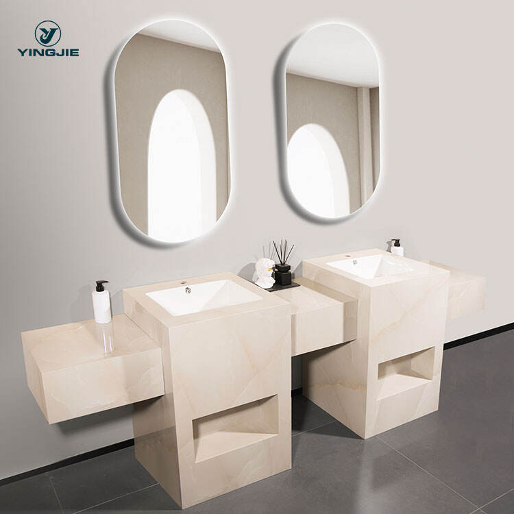 european design unique bathroom sinks sintered stone rectangular pedestal basin details