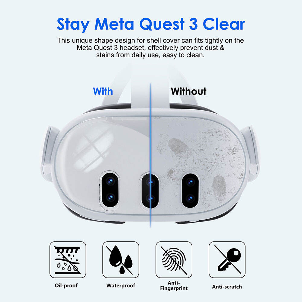 Transparent Clear Tpu Case Back Cover Silicone Soft Drop Proof For Meta Quest 3 Headset Headband details