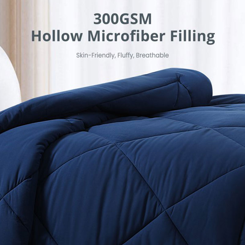 Wholesale Accept Customization 100% polyester hypoallergenic navy winter polyester comforter details