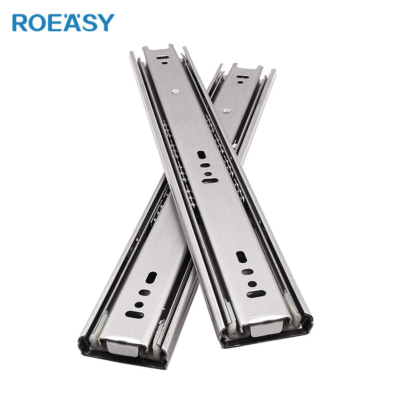 ROEASY 4510ss Full extension Stainless Steel 3 fold furniture hardware ball bearing telescopic channel kitchen cabinet drawer slide