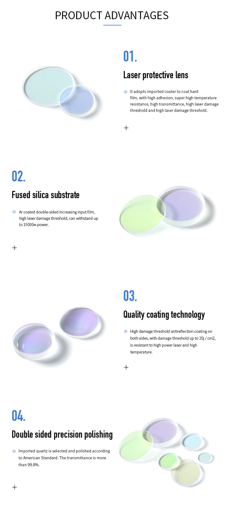 ZP 55*1.5  0-8kw Coated Quartz Fused Silica Fiber 42*5  0-10kw For Raytools Cutting Head Lens laser protection glass factory