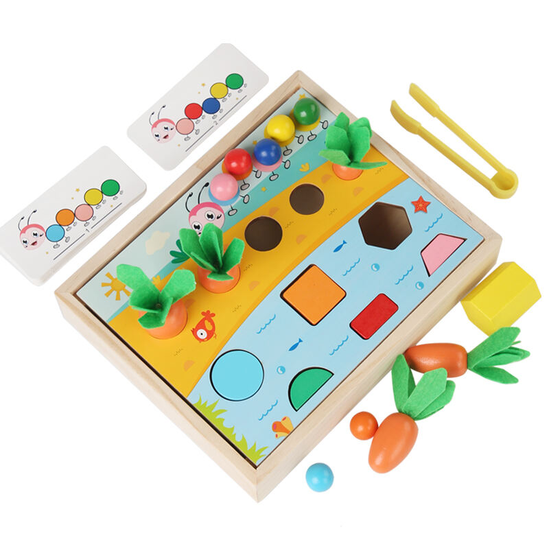 2024 New Products Wood Radish Pairing Clip Beads Toy Color Cognition Card Montessori Educational Toy For Kids Boys Girls supplier