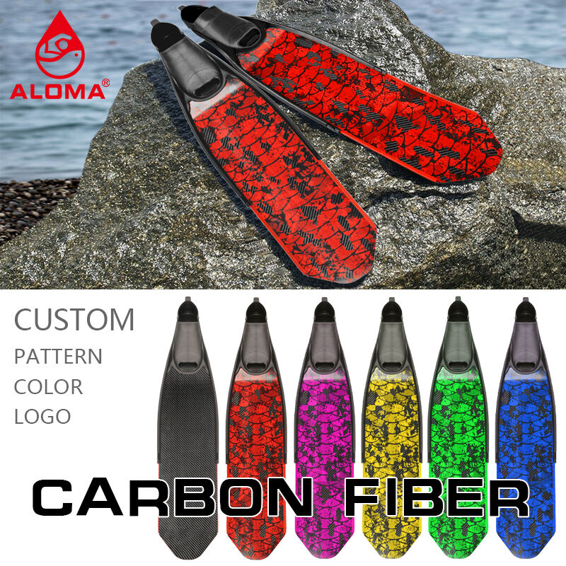 Aloma Best python texture fins flexible underwater pure carbon fiber Freediving long blade diving fins Spearfishing Fins manufacture