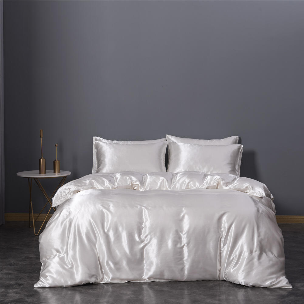 wholesale solid color imitated Silk luxury satin 3pcs comforter bedding set