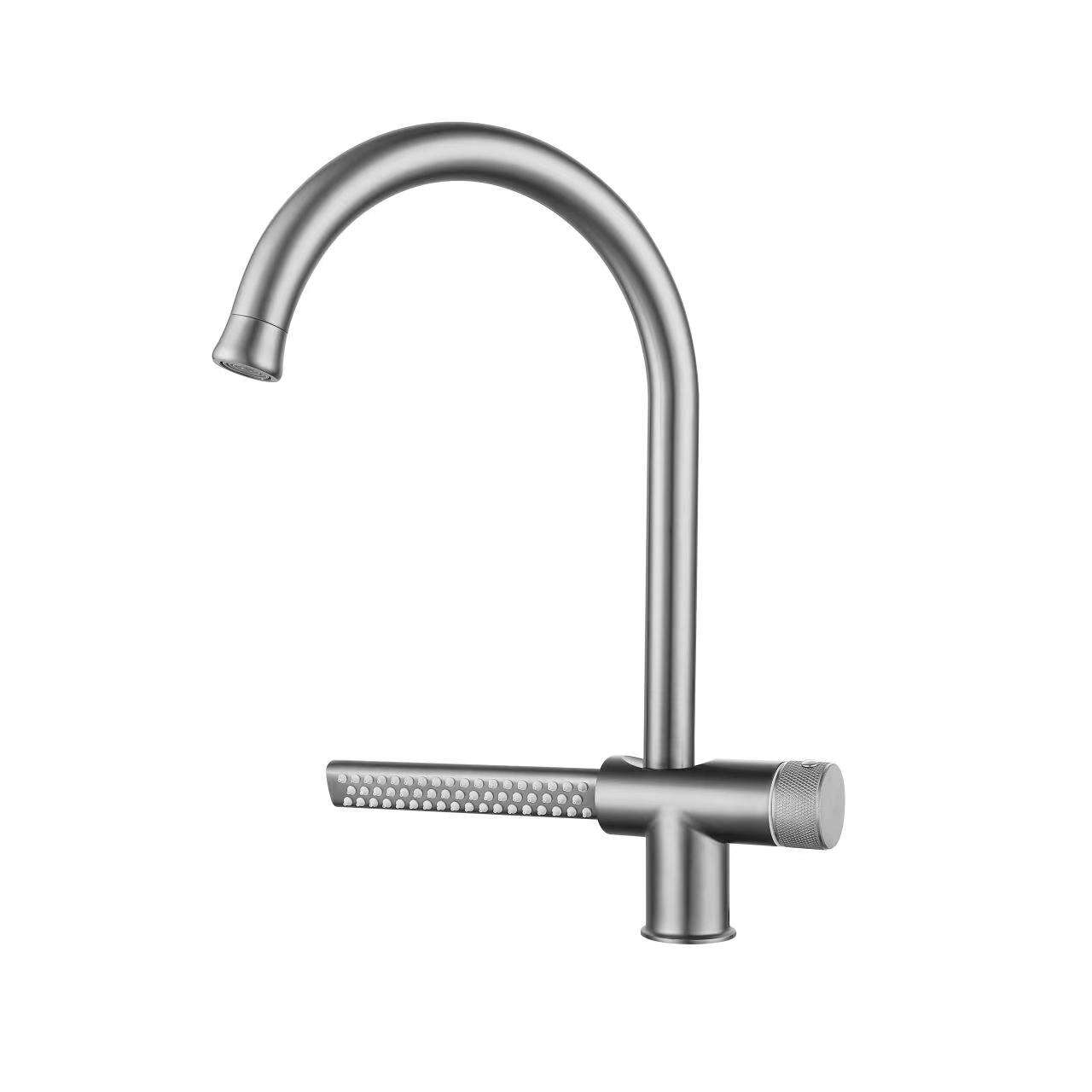 Amazon Latest Design Gunmetal 304 Stainless Steel Rotatable Water fall Rainfall Sink 360 degree swivel spout Kitchen Faucet supplier