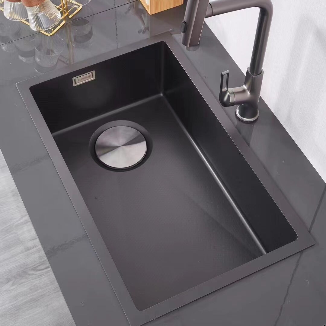 Olife Banos Simple Design Durable Wear-resistant Under Counter Nano Black Big Single Bowl  Kitchen Sink  Lavabo