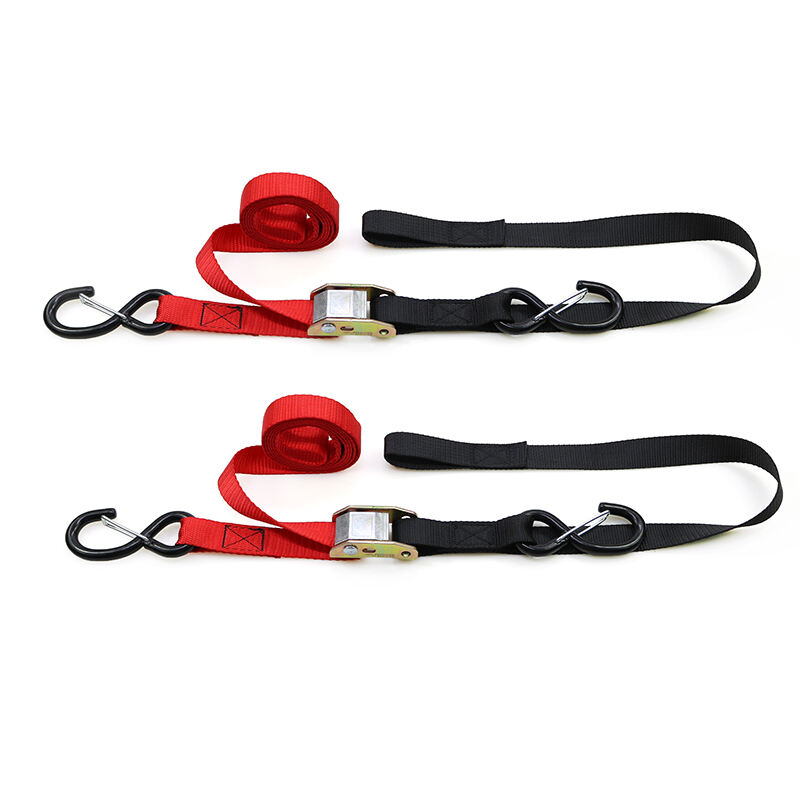 2 Pack 1 Inch Transportation Motorcycles Cam Buckle Tie Down Strap with Keeper S Hook manufacture