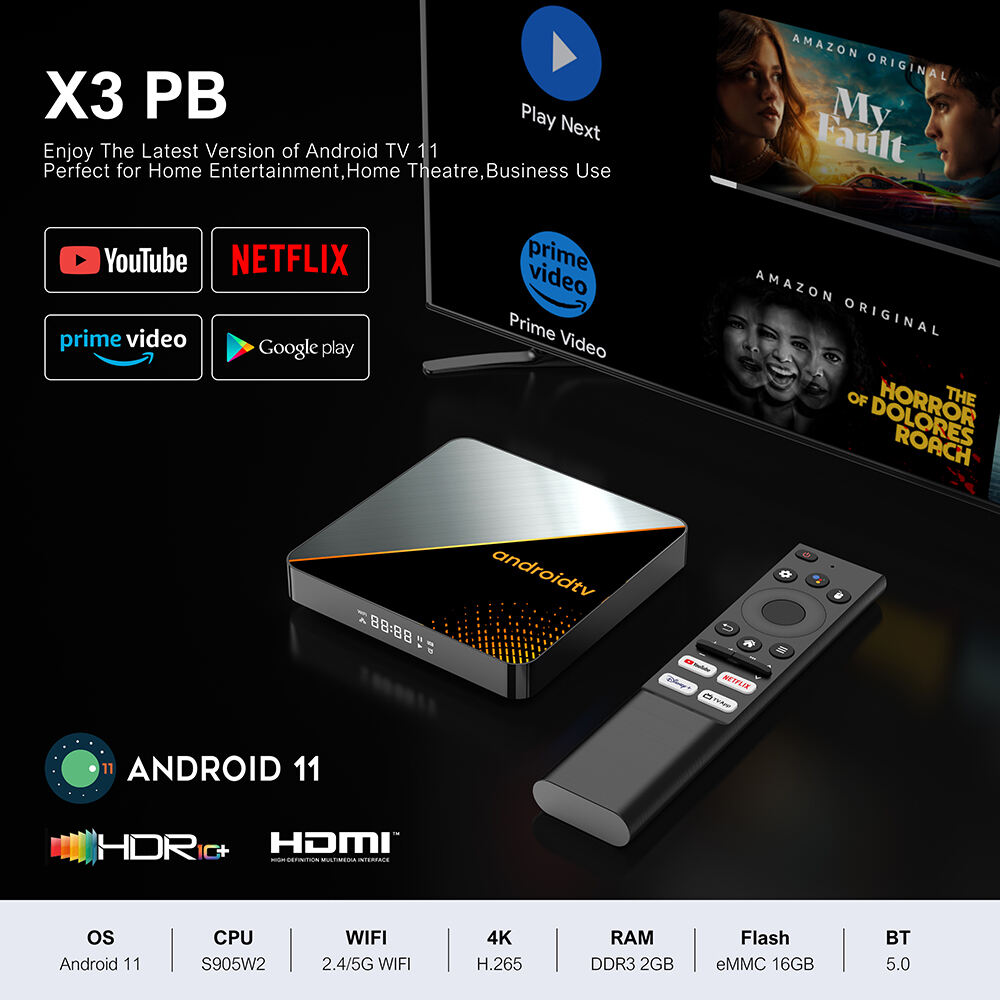 Elebao X3 PB Amlogic S905W2 HDR10 4K BT5.0 WiFi6 2GB 16GB Android 11 Smart Android TV BOX manufacture