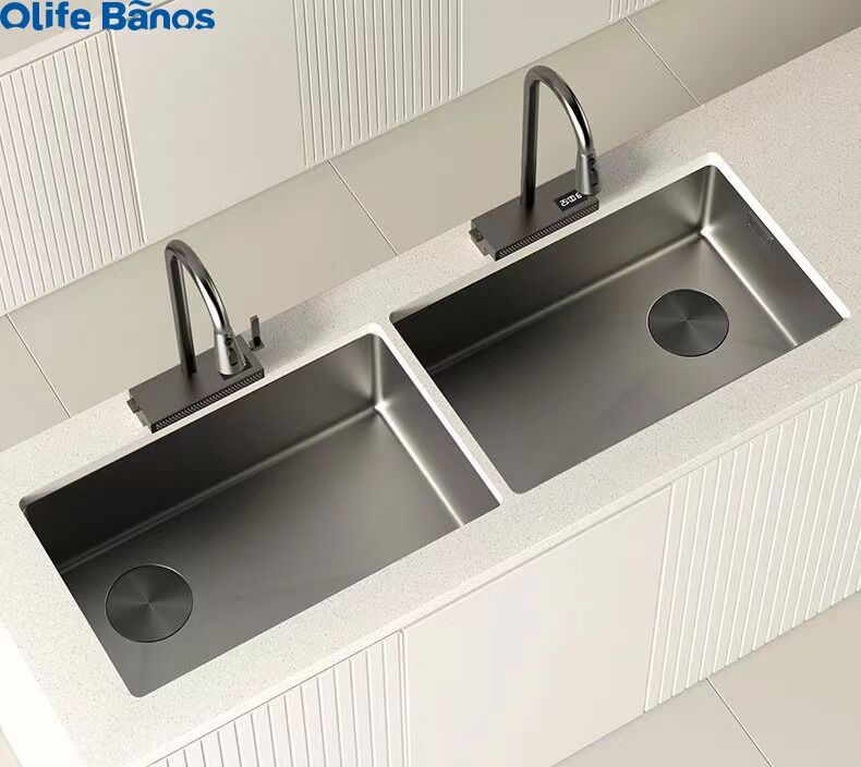 2023 America European Simple Design Durable Wear-resistant Under Counter Nano Black White  Big Single Bowl  Kitchen Sink  Lavabo details