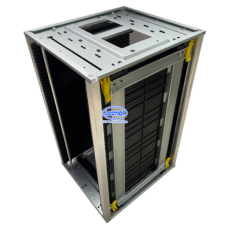 Leenol Pcb Storage Rack โลโก้ที่กำหนดเอง SMT ESD PCB ชั้นวางนิตยสารหมุนเวียนสำหรับรายละเอียด Pcb Storage