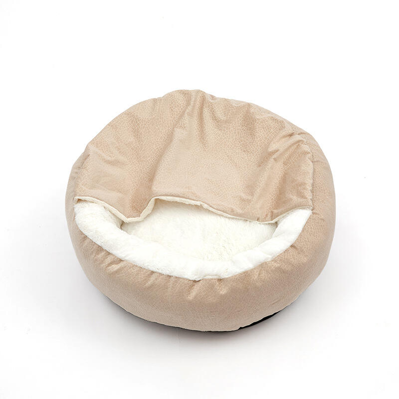 Luxury PV Fleece Inner PP Cotton Soft and Warm Comfortable Sleeping Cushion Donut Shape Washable Pet Dog Bed with Blanket factory