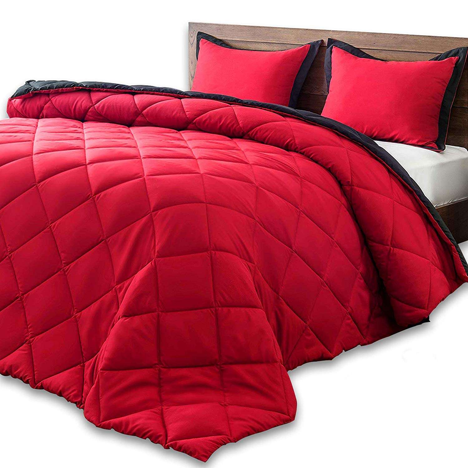 Lightweight solid comforter set down alternative reversible quilt with 2 pillow shams supplier