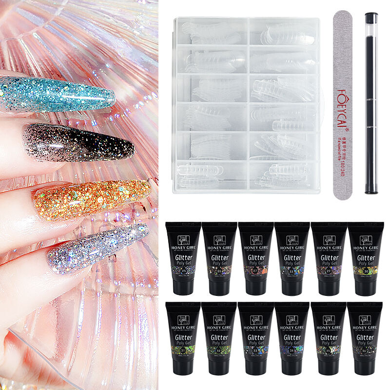 Free Samples Artist Acrylic Gel extension 12 Colors Nails Glitter Polish Poly Uv Gel Poly Nail Gel Kit OEM Private Label details