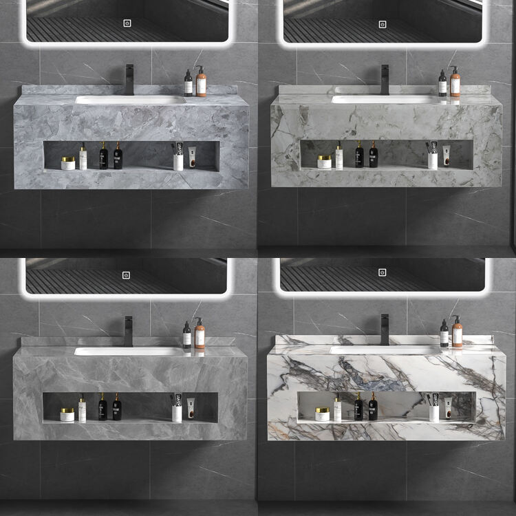 modern sintered stone bathroom ceramic sink wall cabinet bathroom vanity made in China details