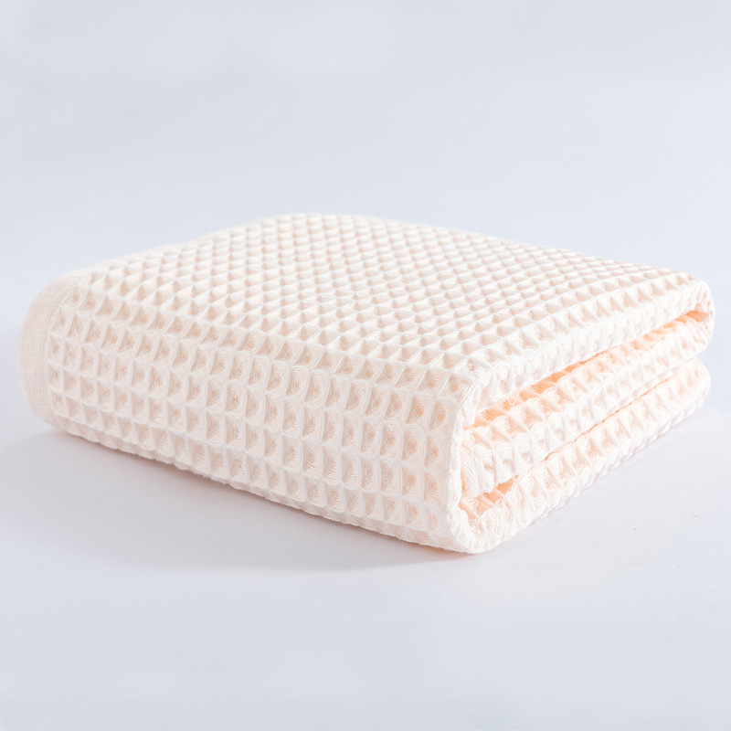 Stock Bath Towel 100% Cotton Waffle Weave Lightweight Quick-dry 70x140cm Solid Color Bath Towel Sets White Bath Hand Face Towels manufacture