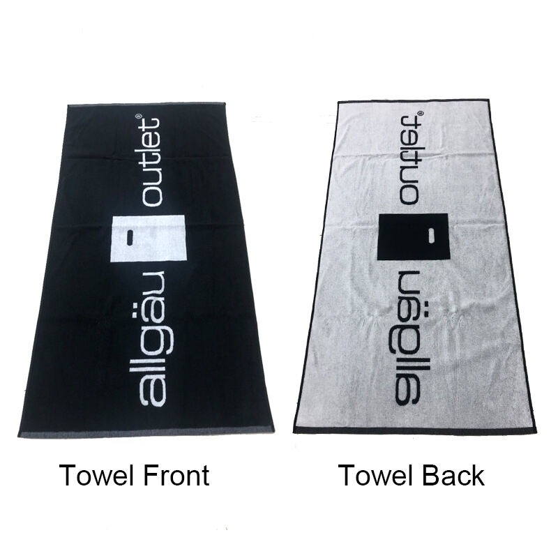 Custom 100% cotton classic black and white woven jacquard design beach towel factory