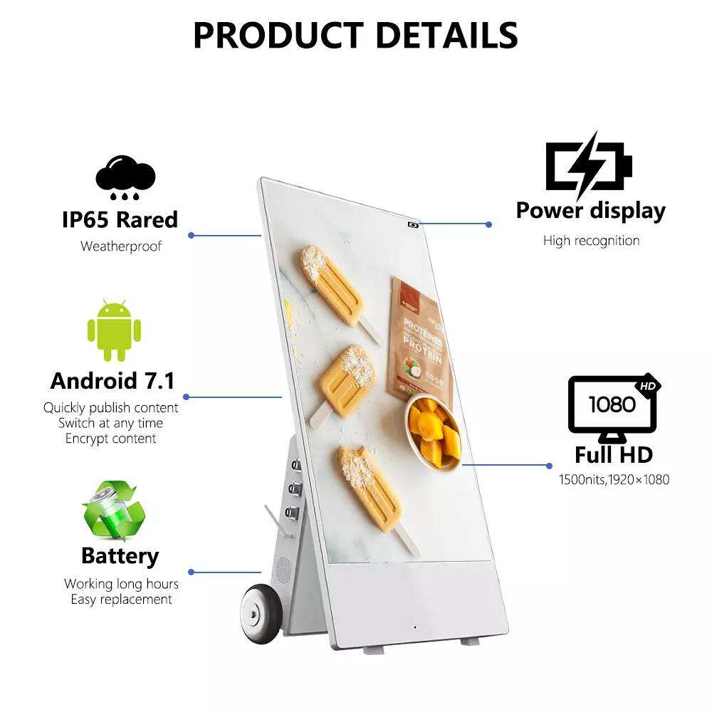 Outdoor Waterproof 43 Inch Battery Powered Portable Movable IP65 Outdoor Capacitive Poster Digital Signage And Displays factory