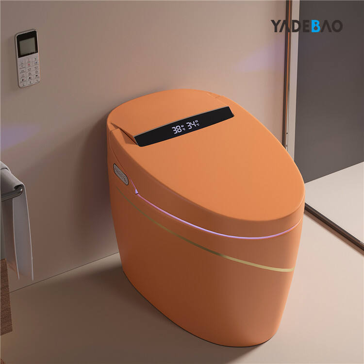 Floor Mounted Ceramic Automatic Toilet Bowl Bathroom Water Closet Orange Gold Smart Toilet Intelligent Wc Toilet factory