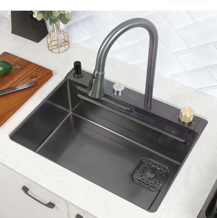 Tiktok Trends 24*18 Inch Small Stainless Steel  Kitchen Sink With Pull Down Faucet Waterfall Kitchen Faucet supplier