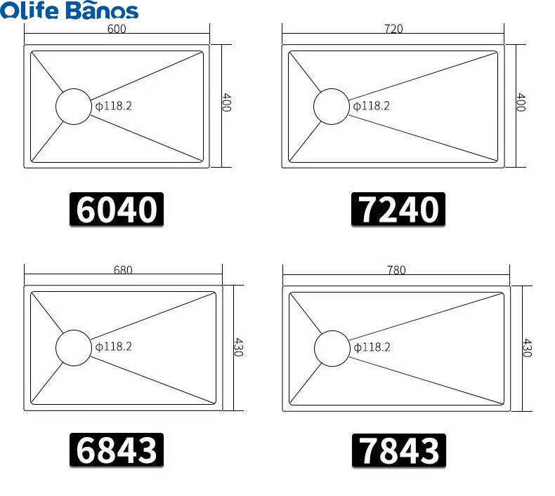 Olife Banos Simple Design Durable Wear-resistant Under Counter Nano Black Big Single Bowl  Kitchen Sink  Lavabo manufacture