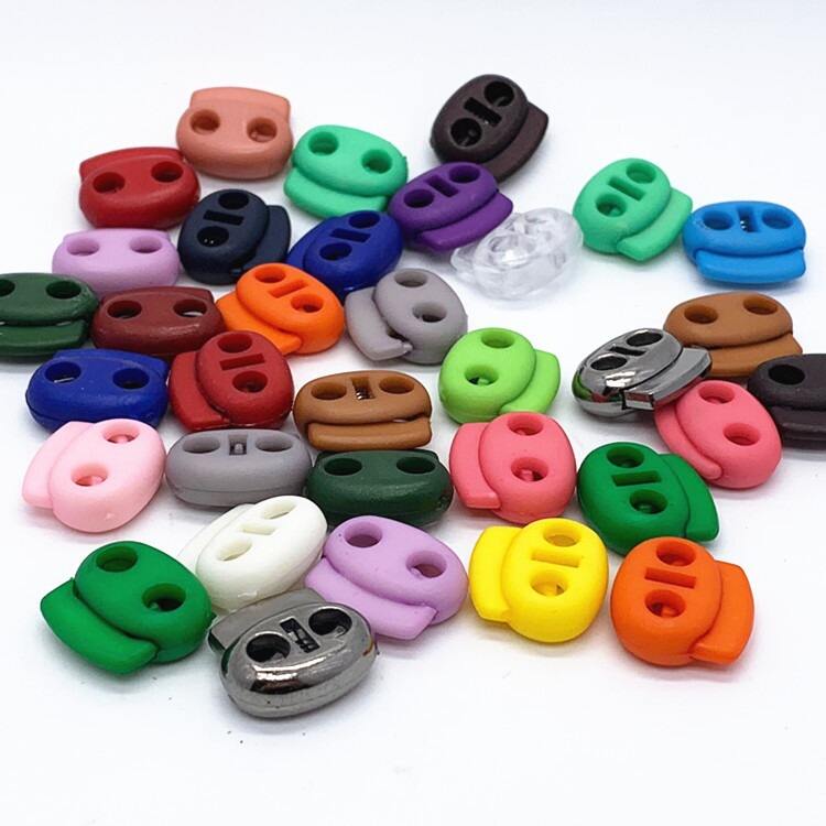 2 holes colorful adjust nylon elastic plastic cord lock stopper