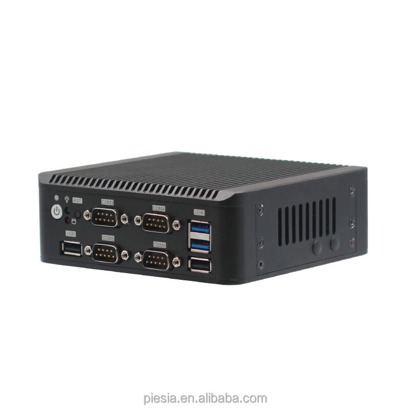 Wholesale Fanless Industrial Pc With Intel Celeron J4105/J4125 Processors DDR4 RAM Heatsink 2 COM Ports And 2LAN Interface A Thin Client Pc For Low Power Consumption And High Performance