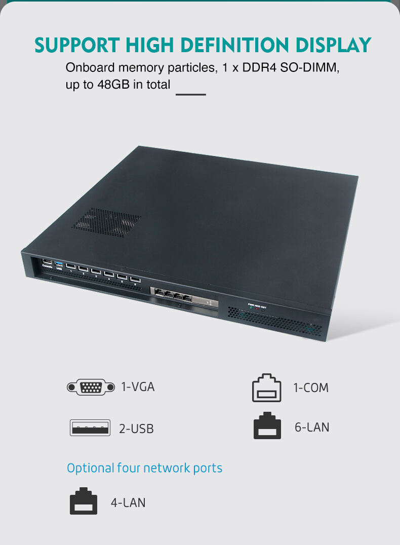 Industrial Firewall Mini PC By 1U Rack Mount 6*Lan Ports HD VGA i5-1135G7/i7-1165G7 CPU Choices For Network Firewall And VPN Server Applications factory