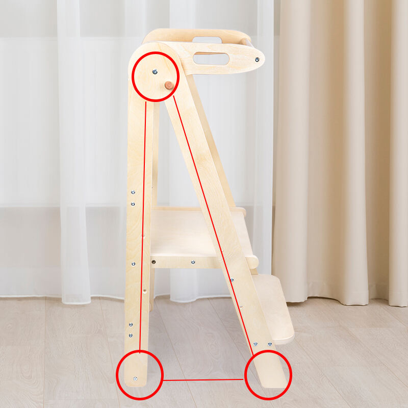 Toddler Kitchen Helper Step Stool Folding Learning Tower Wooden Montessori Adjustable Height Stool Kids Kitchen Learning Tower details