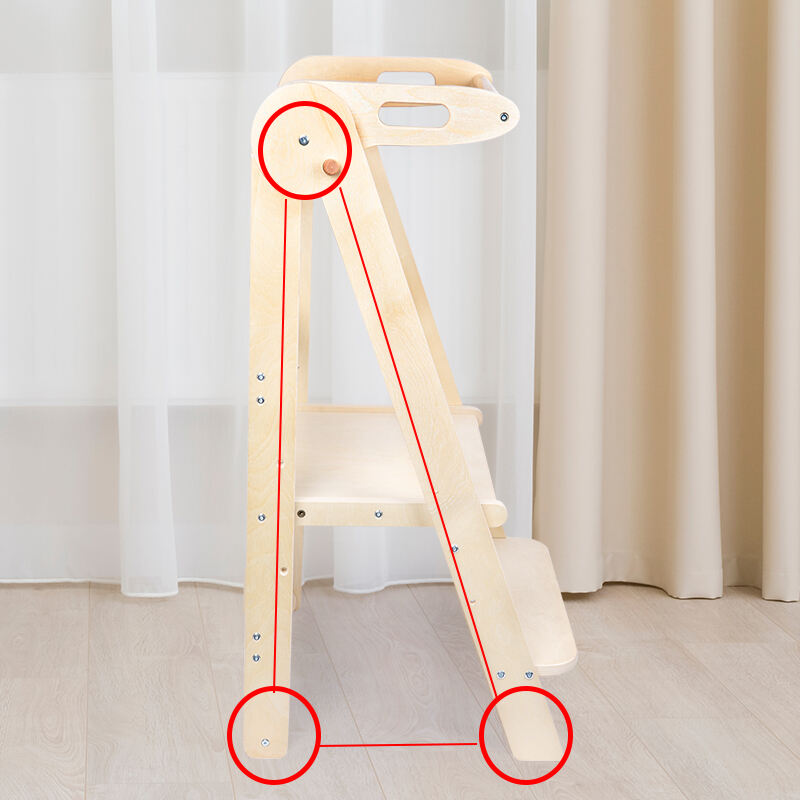 Tabouret d'aide à la cuisine pour tout-petits, tour d'apprentissage pliante en bois Montessori, tabouret à hauteur réglable, tour d'apprentissage de cuisine pour enfants détails