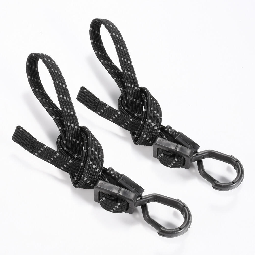 2pk rubber latex elastic black flat bungee cord with hooks factory