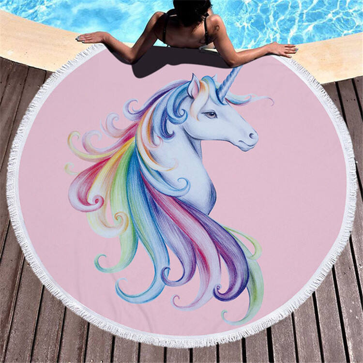 Round 100% polyester custom big size printed high end Quick-Dry Microfiber Shower Beach Towel manufacture