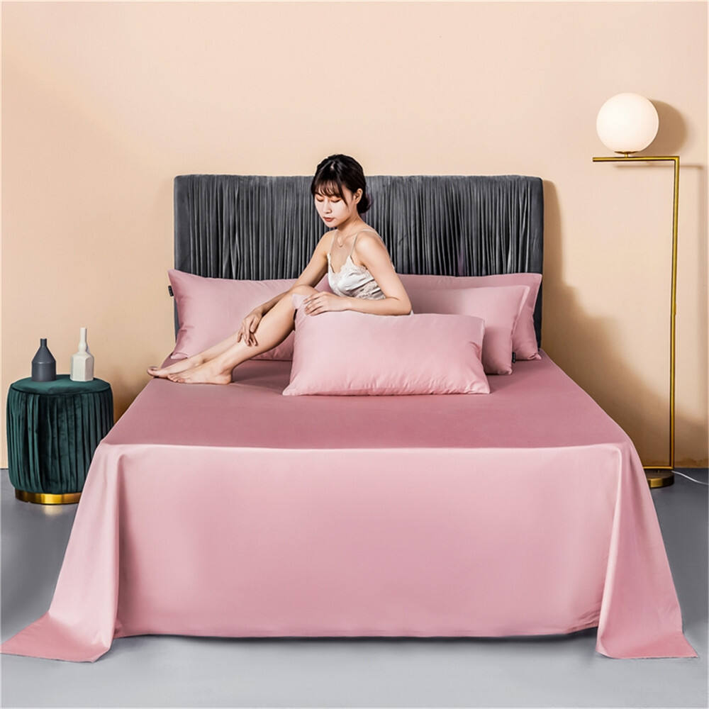 60s 100% cotton bed sheet pillowcase washable cotton bed 4 piece set long staple cotton bedding set manufacture