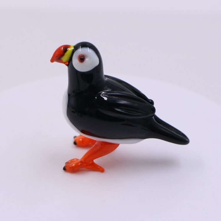 High Quality Handmade Murano Animal Glass Bird Puffin Figurine Ornament factory