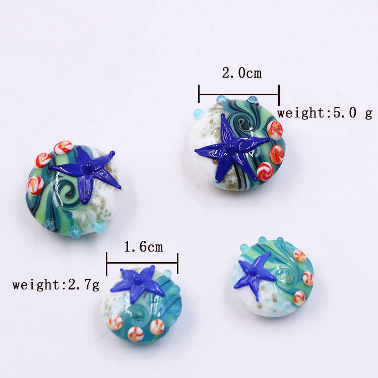 16mm 20mm Colorful Jewelry Making  Handmade Murano Lampwork Sea Starfish Round  Glass Bead factory