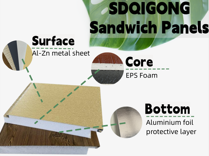 High Performance XPS Sandwich Panel EPS Foam Core Sandwich Panels PU Roof Panel with B1 Fire Retardant details