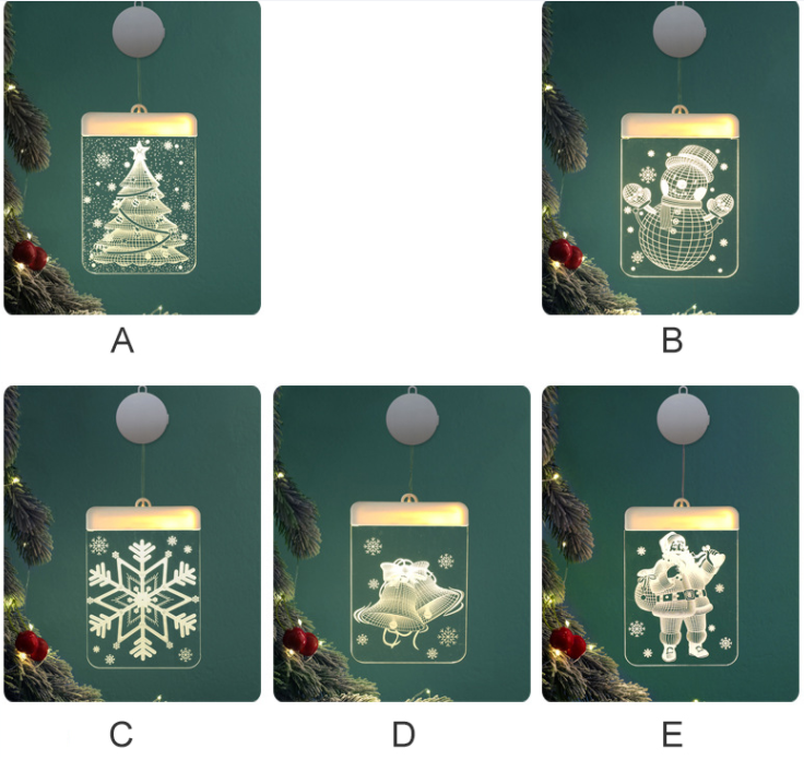New Design Festival Decorative Holiday Christmas Hanging Lights Window Decor Room Layout 3D Hanging Acrylic Christmas Ornament details