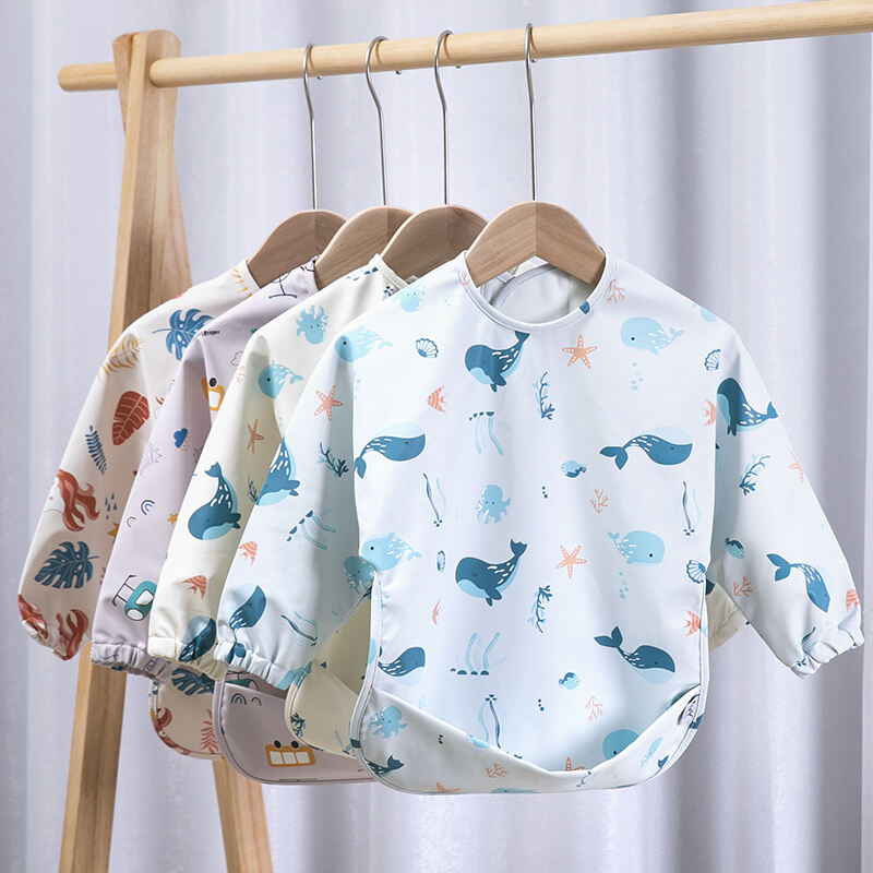 PU Waterproof Baby Long Sleeve Bibs Baby Apron Bib manufacture