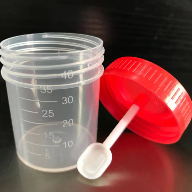 Disposable Hospital Sterile Plastic 60ml Sample Specimen Test Collection Stool Urine Container with Spoon details