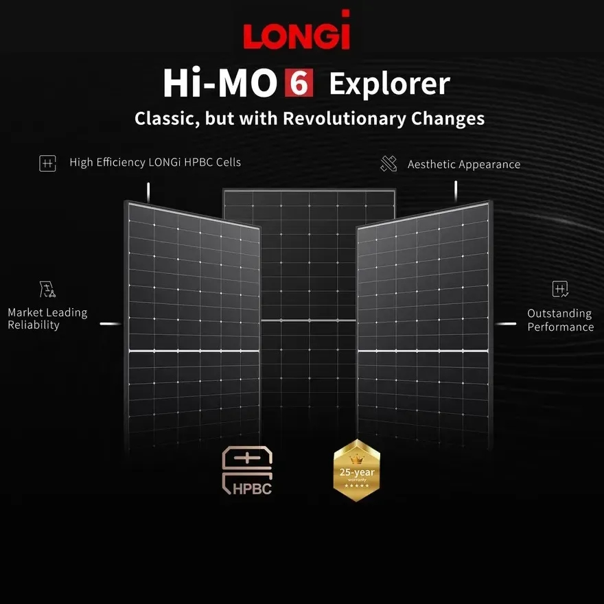 EU popular Longi solar panel LR5-54HTH 410-450W Hi-MO6 7 108 Half Cells Solar Panel for home Solar Energy System manufacture