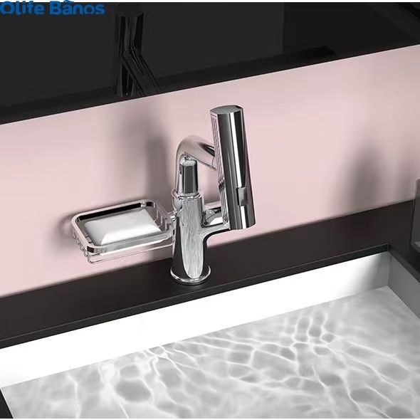 Hot Selling Cream White Color Pull Out Rotatable Faucet Brass Bathroom Faucet rainfall Basin Faucet With Soap Basket factory