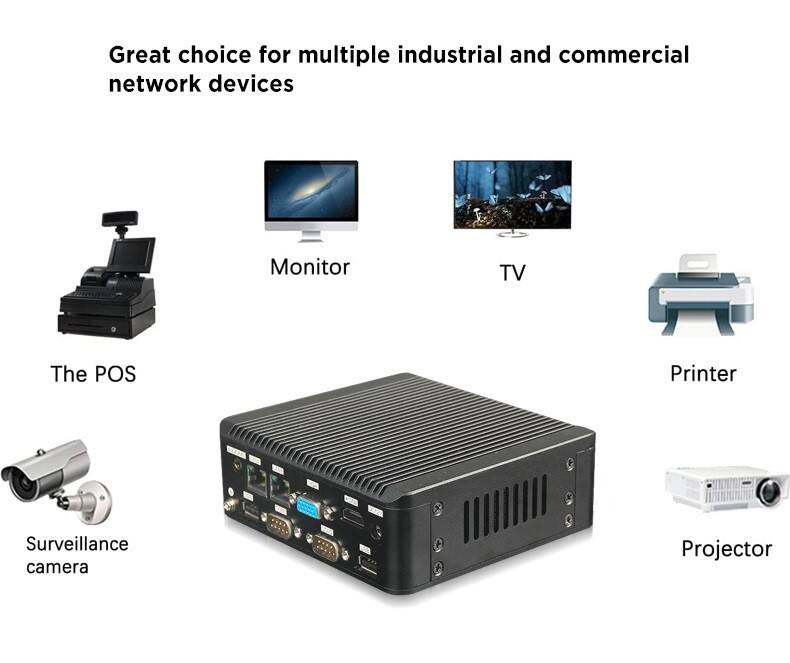 Wholesale Fanless Industrial Pc With Intel Celeron J4105/J4125 Processors DDR4 RAM Heatsink 2 COM Ports And 2LAN Interface A Thin Client Pc For Low Power Consumption And High Performance factory