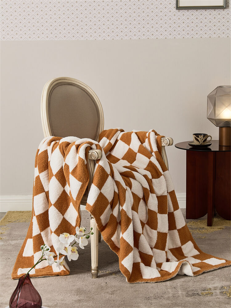 Hot Selling Super Soft Plaid Checkerboard Polyester Custom Knitted Throw Blanket for Autumn and Winter QPG supplier