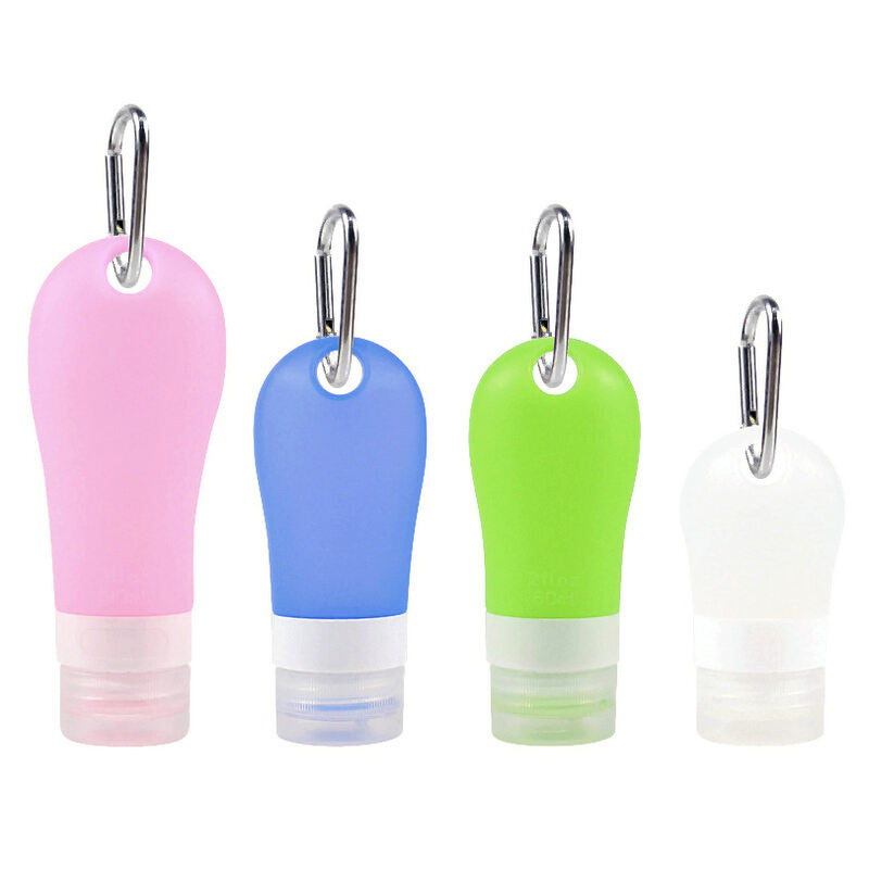 Reusable Silicone Travel Size Hand Sanitizer Bottle With Cap&Carabiner