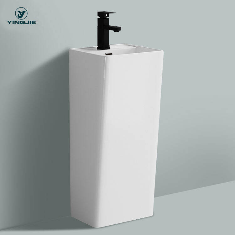 european design unique highend sanitary ware one piece white pedestal basin for bathroom