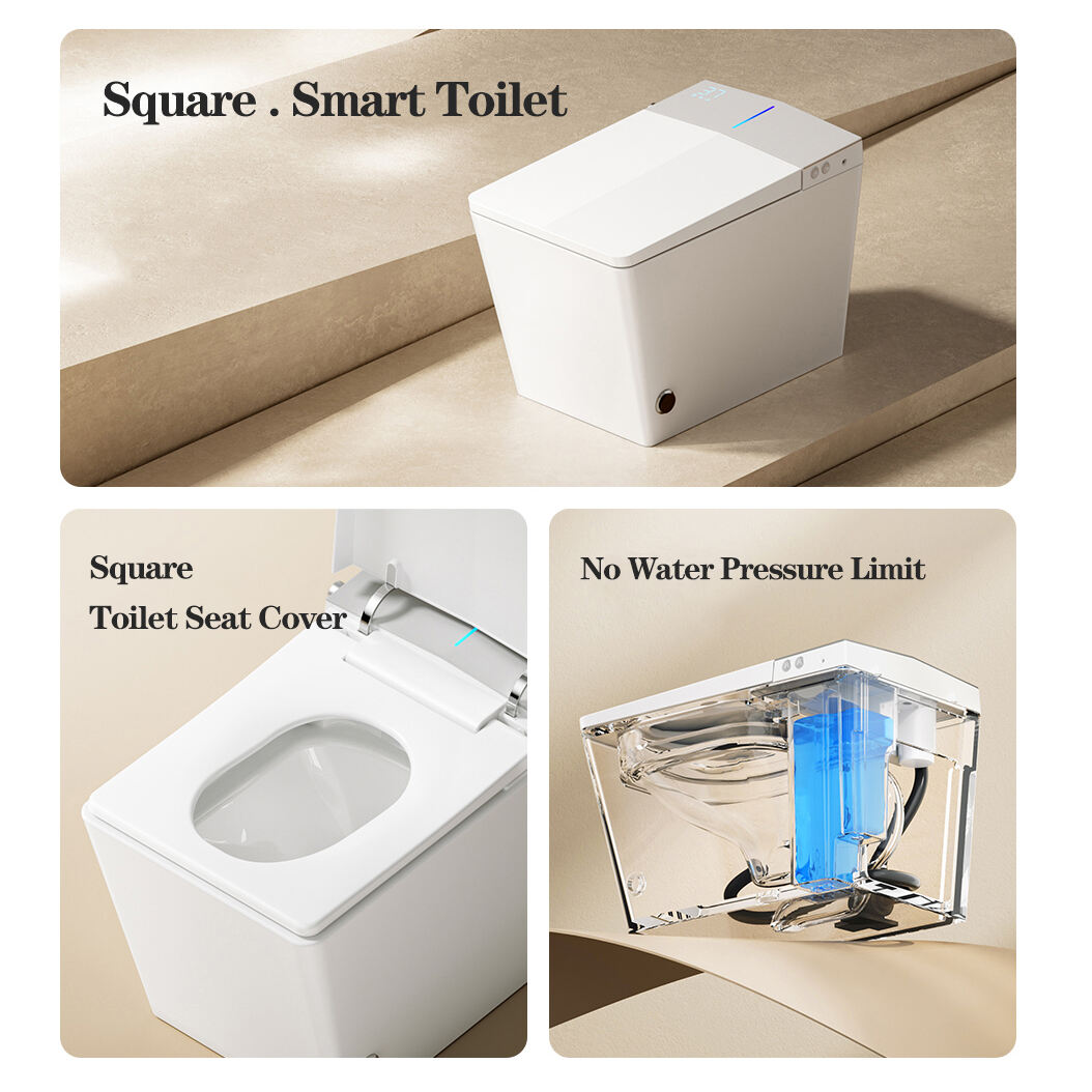 New model square sanitary ware intelligent toilet automatic wc toilets one piece square smart toilet details