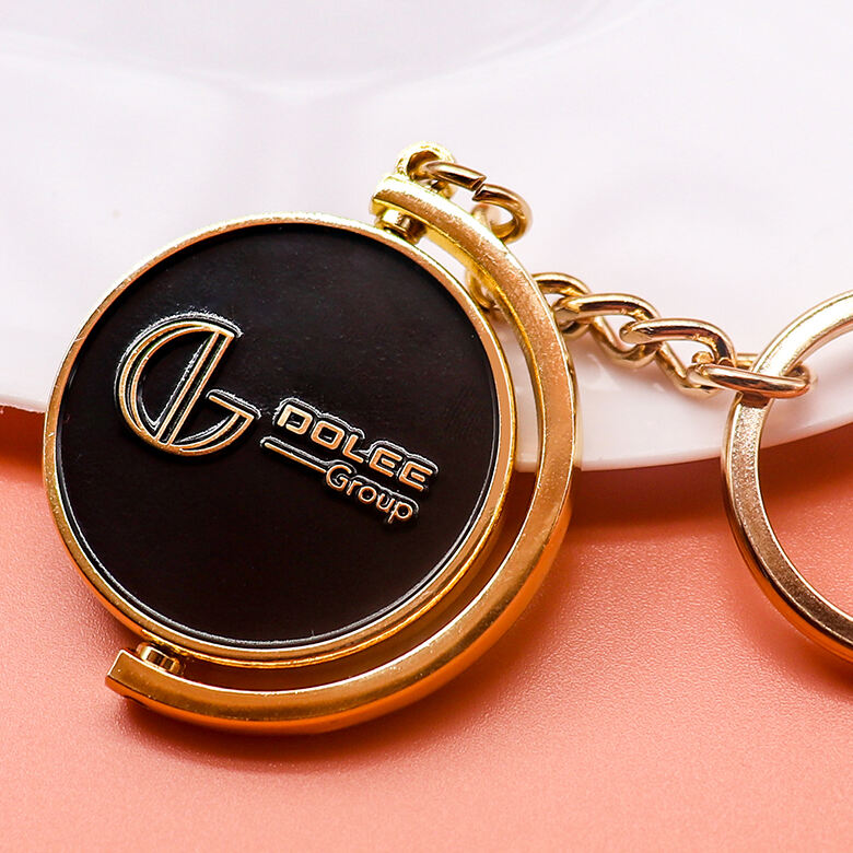 No MOQ Custom High Quality  Soft Enamel Spinner Coin Gold Metal Keychain manufacture