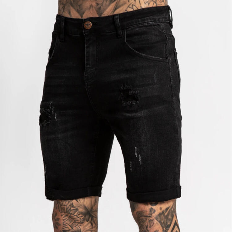 Cotton Summer Shorts Men Denim details