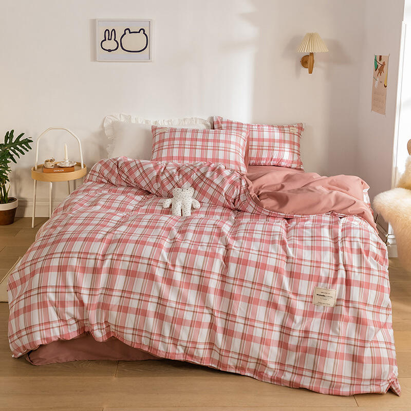 Simple modern 100% polyester bed cover fitted sheet bedding set bedsheet details