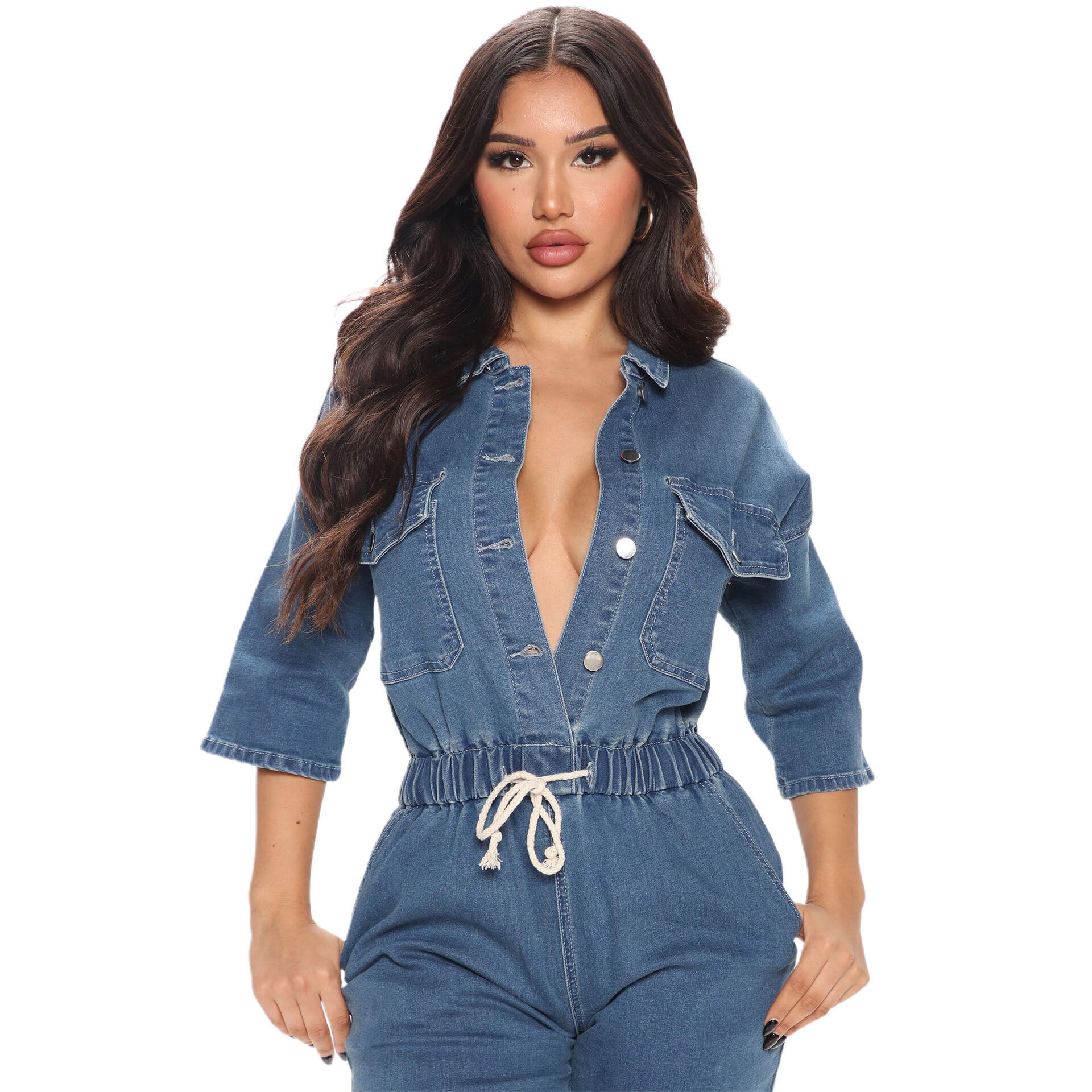 Hot Sale Plus Size 2023 One Piece Jumpsuit Loose Jeans Rompers Denim Outfits Wholesale Autumn Jeans Jumpsuit For Women Clothing manufacture